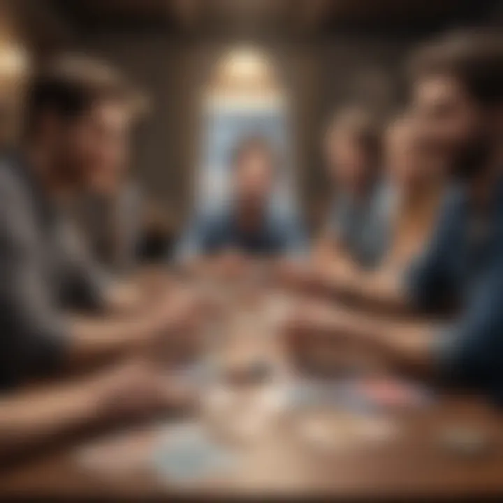 A group of friends enjoying a card game around a table