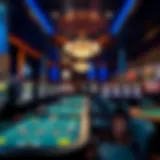 Elegant casino interior showcasing gaming tables