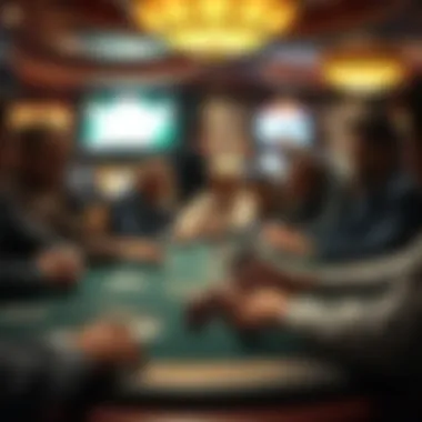High-Stakes Poker Action in Connecticut Close-up of a poker table with players engaged in a high-stakes game