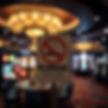 No smoking sign prominently displayed in a casino