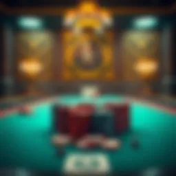 Luxurious poker table setup with chips and cards