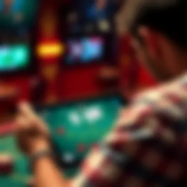 A user engaging with a blackjack training game on a tablet