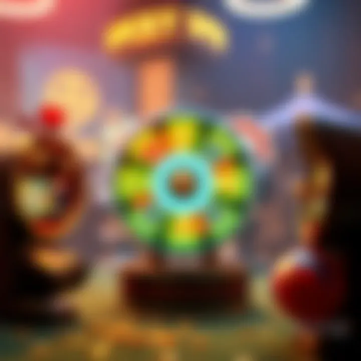 Illustration of different gaming mechanics within the Lucky Spin app.