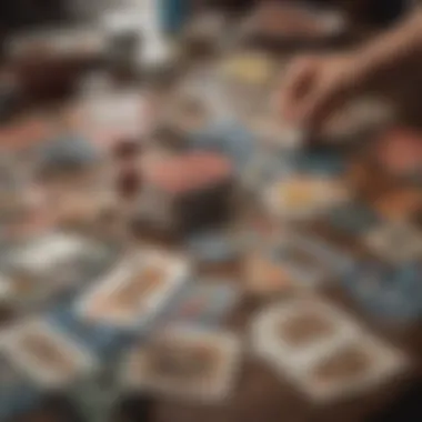 An assortment of popular card games laid out on a table, showcasing their diversity.