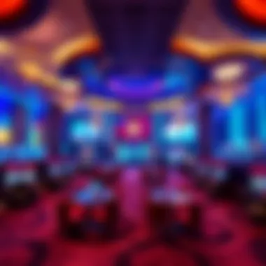 A panoramic view of a vibrant casino lobby showcasing luxurious design elements