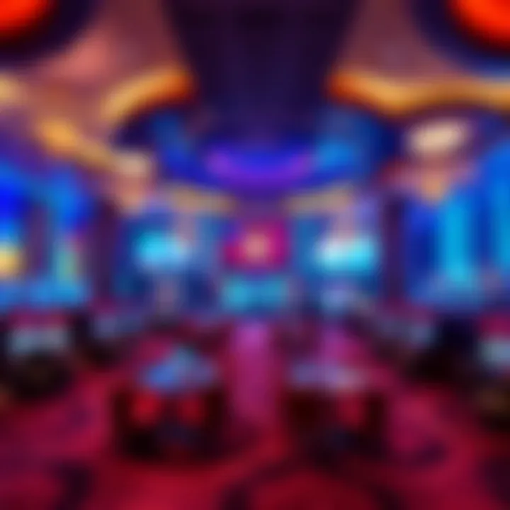 A panoramic view of a vibrant casino lobby showcasing luxurious design elements