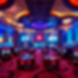 Luxurious Casino Lobby A panoramic view of a vibrant casino lobby showcasing luxurious design elements