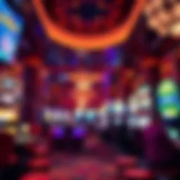 Glamorous casino interior showcasing vibrant gaming tables