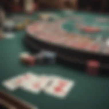 A homemade blackjack table setup with cards and chips