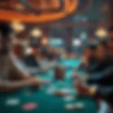 A group of players enjoying a lively poker game at a casino table.