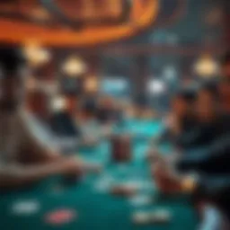 A group of players enjoying a lively poker game at a casino table.