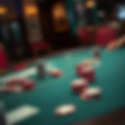 A strategic poker table with chips and cards