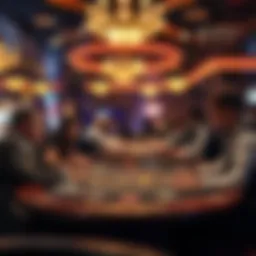 A captivating live blackjack table with focused players and a dealer