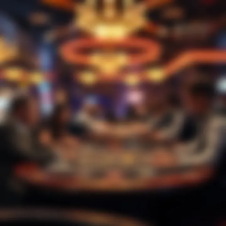 A captivating live blackjack table with focused players and a dealer