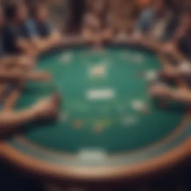 A close-up of a poker table showcasing the excitement of gameplay