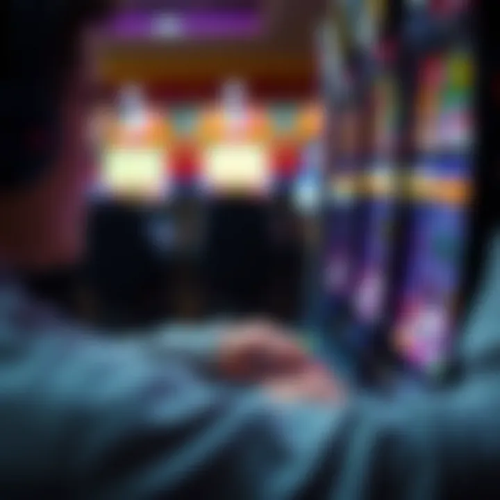 Immersive Gaming Experience A close-up of a player engaging with a slot machine on a PC, emphasizing the immersive gaming experience.