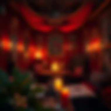 Enchanting Reading Environment A vibrant tarot reading space adorned with candles and crystals