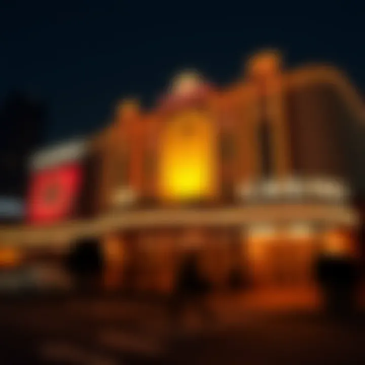 Iconic Casino Exterior at Night Exterior of a prominent New York casino with bright lights at night