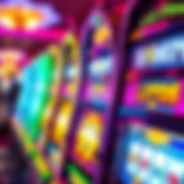 Colorful Slot Machine Display A close-up of a slot machine showcasing its colorful design