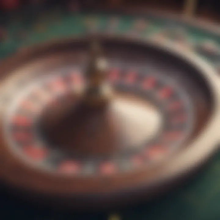 Close-up of a roulette wheel in action, capturing the excitement of the game