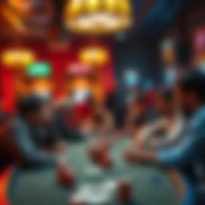 A vibrant poker game atmosphere with players engaged