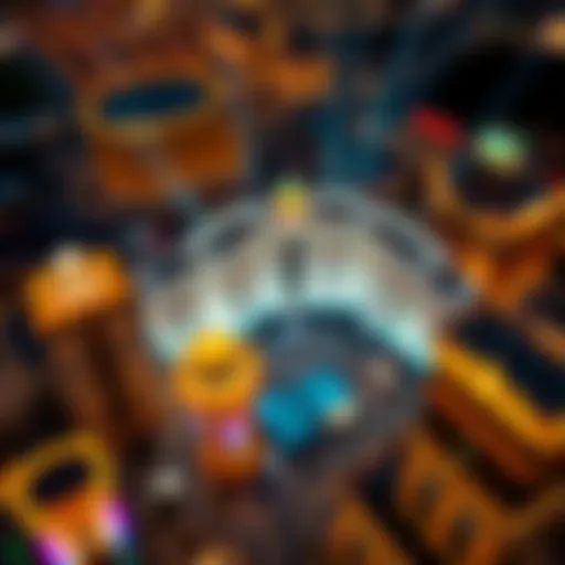 Aerial view of a grand Las Vegas casino lit up at night