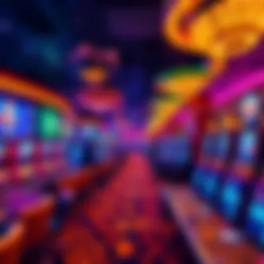 Expansive Gaming Floor with Slot Machines Expansive gaming floor filled with various slot machines and tables