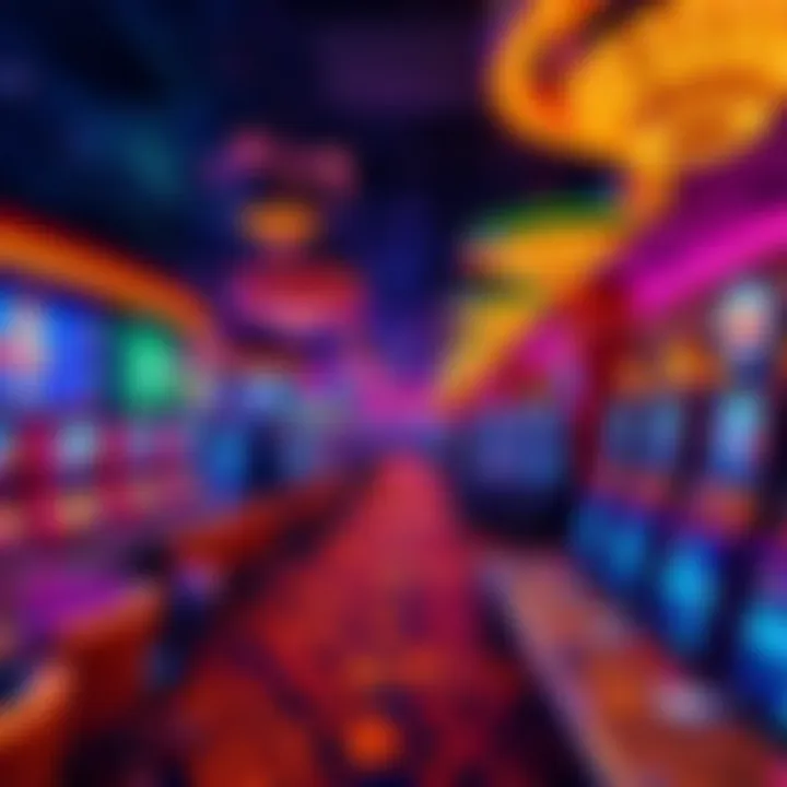 Expansive Gaming Floor with Slot Machines Expansive gaming floor filled with various slot machines and tables