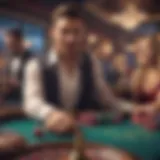 A vibrant live casino scene showcasing players at a gaming table.