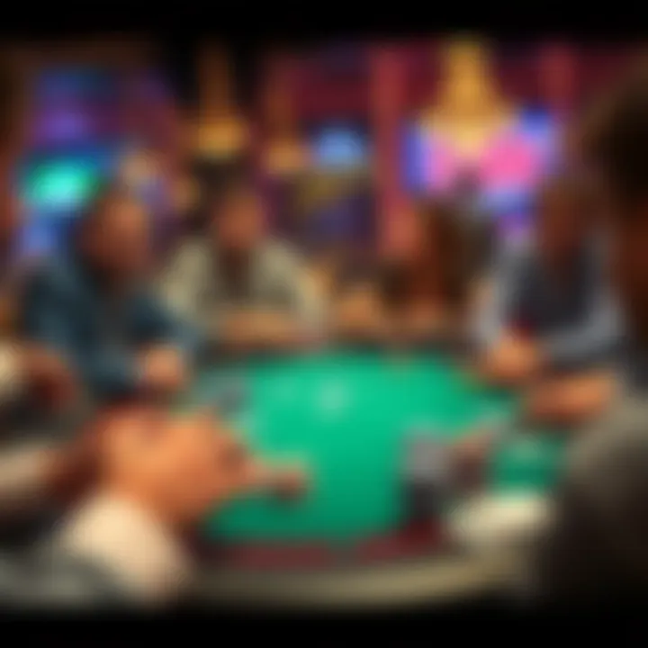 A poker table featuring players enjoying a game with funny chips