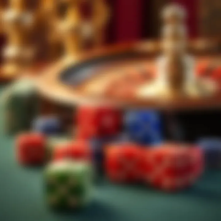 Classic Casino Essentials for Home Gaming A collection of colorful casino dice and a roulette wheel