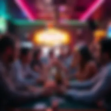 Fun-Filled Vegas Game Night Atmosphere A lively group enjoying a game night with Vegas themes