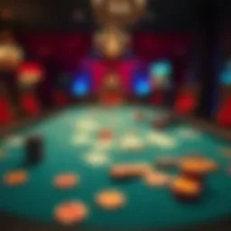 A vibrant poker table setup with cards and chips