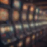 Colorful display of various slot machines at Winstar Casino.