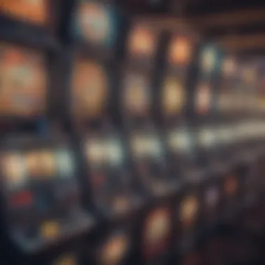 Colorful display of various slot machines at Winstar Casino.