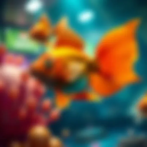 Vibrant goldfish graphics in a slot game