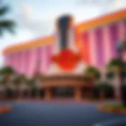 Exterior view of the Hard Rock Casino showcasing its iconic guitar-shaped structure