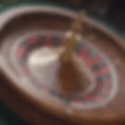 Close-up view of a roulette wheel in motion