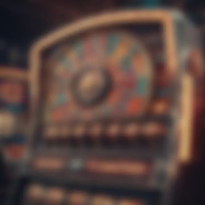 Vibrant slot machine with colorful symbols and lights