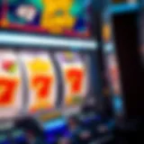 A close-up view of a Lucky Lady Slots machine displaying vibrant graphics and symbols.