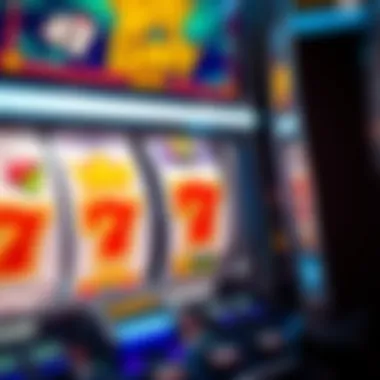 A close-up view of a Lucky Lady Slots machine displaying vibrant graphics and symbols.