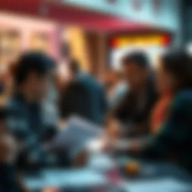 Discussing Lottery Betting Strategies People engaging in a discussion about lottery strategies