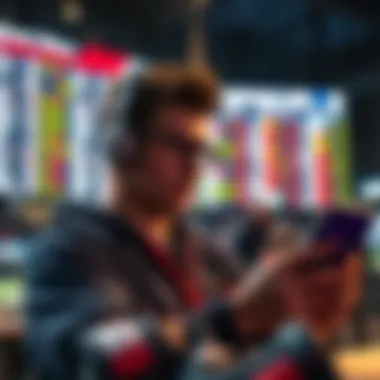 Sports Fan Analyzing Betting Odds A sports fan viewing betting odds