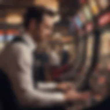 A thoughtful player analyzing their strategy at a blackjack slot machine