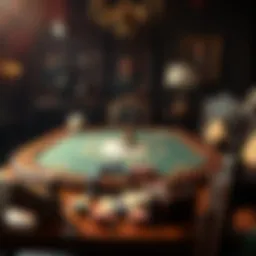 A historical poker table setting enriched with Mafia symbolism