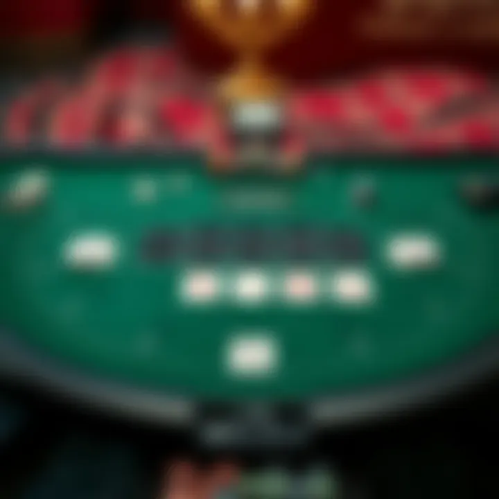 A detailed layout of the Three Card Poker table showing betting areas